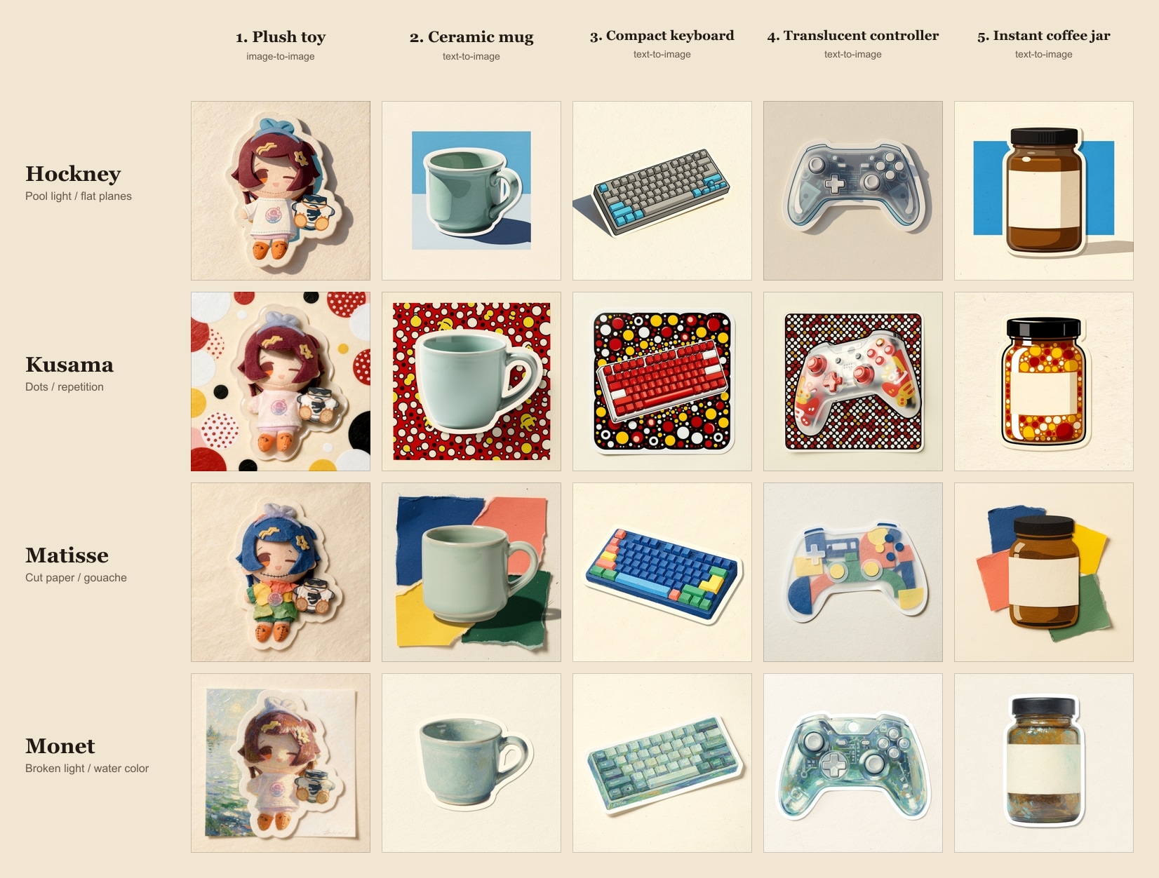 BFL-generated sticker style contact sheet